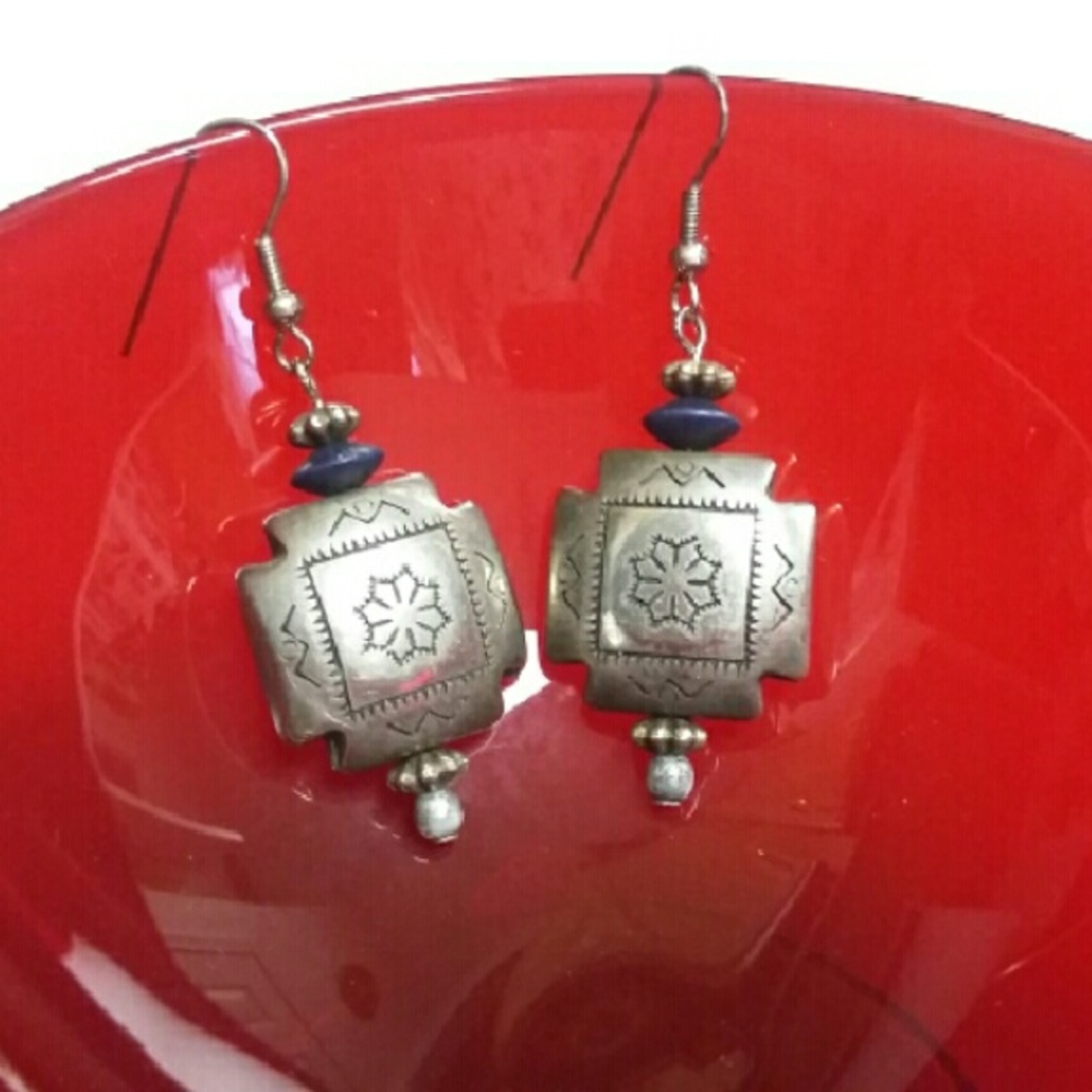Vintage Silver Aztec Earrings